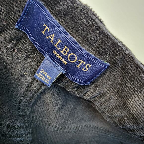 Talbots Curvy Stretch Straight Leg Corduroy Pants Size 24W Black High Rise 44x32 - Picture 13 of 15
